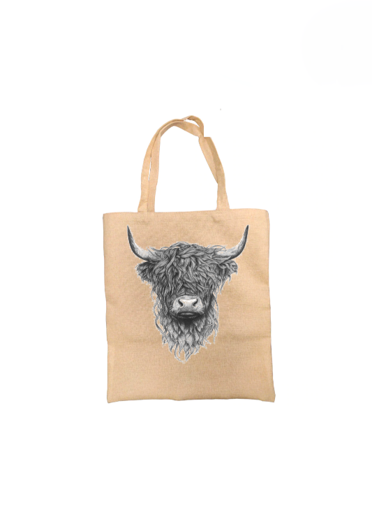 Highland Cow Tote Bag, Cow Bag, Personalised Tote Bag, Burlap